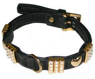 Rhinestone leather Dog Collar (CK-PC026)