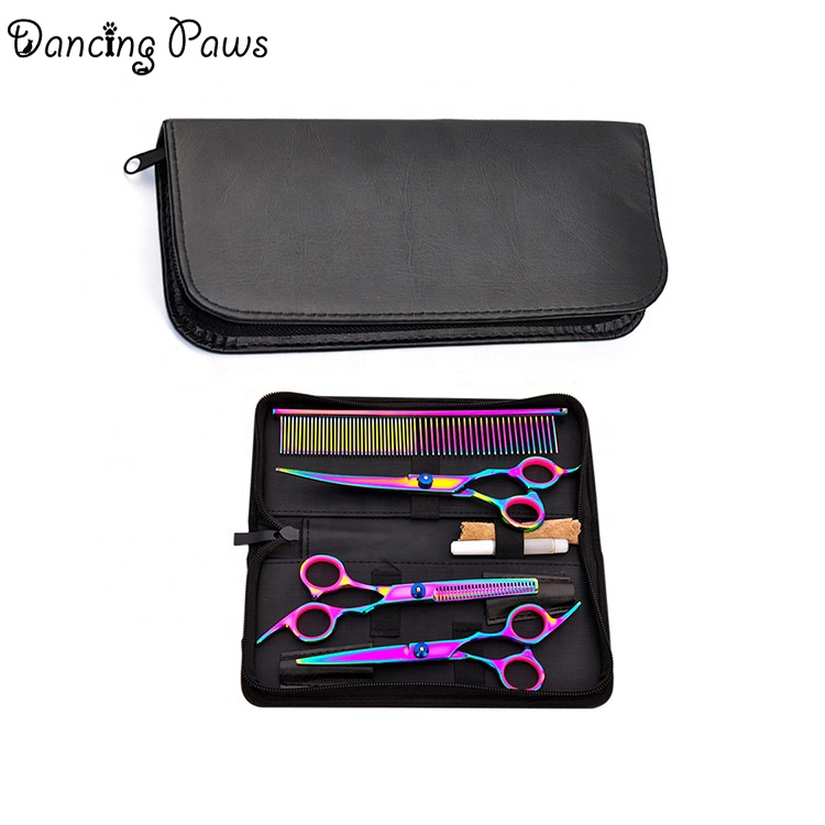 Factory manufacture various artificial leather cleaning bag dog grooming scissors shear kit case