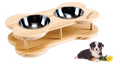 Pet bowl made with solid wood
