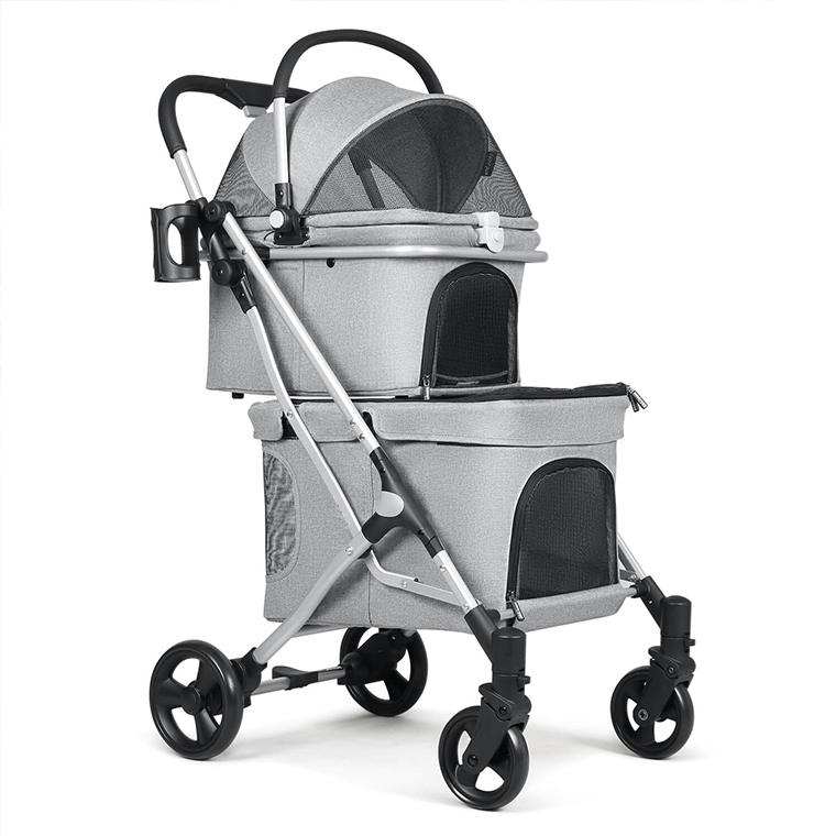 Hychi Dog/Cat Stroller with Dual layer