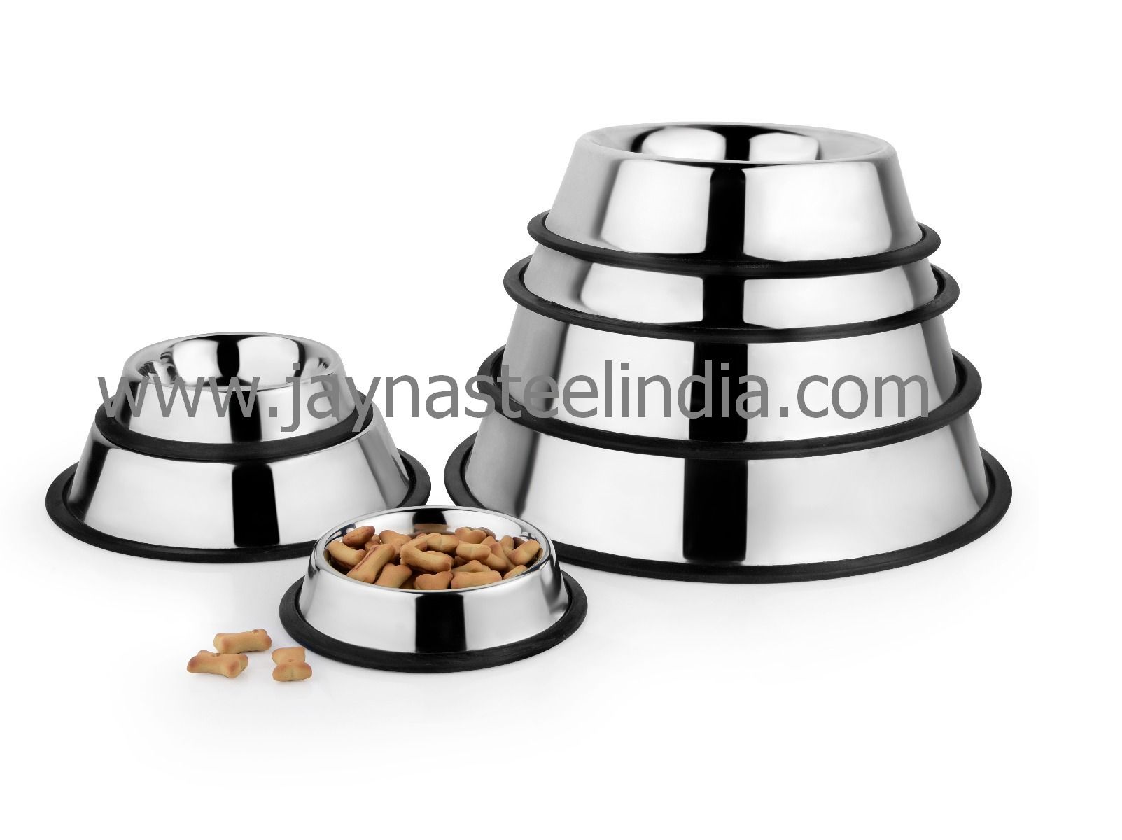 Stainless steel anti skid non tip dog bowl with rubber base